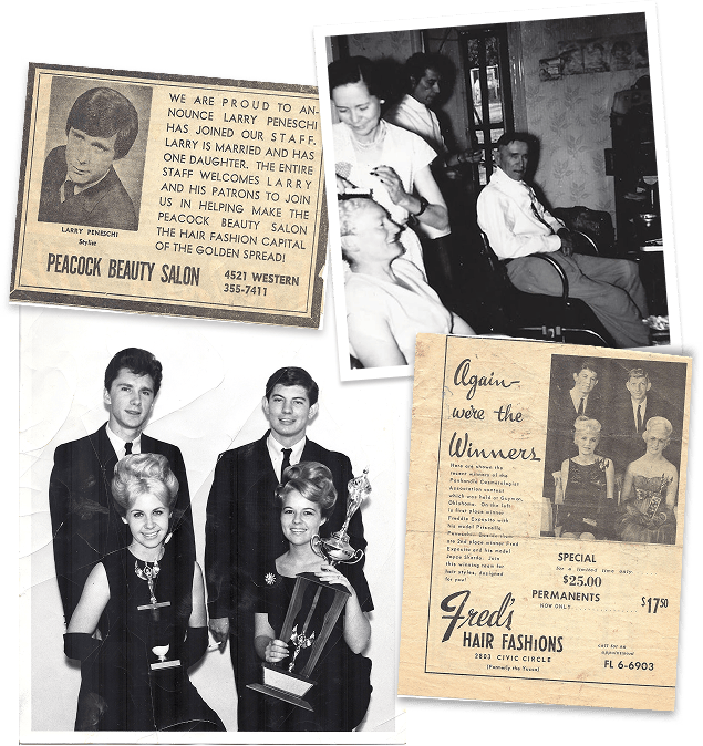 Vintage beauty salon advertisements and award winners photo.