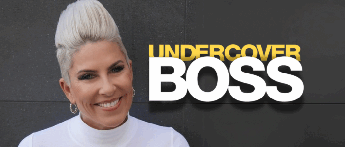 Undercover Boss logo with smiling woman