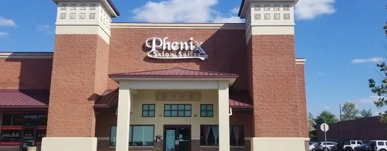 Phenix Salon Suites exterior in sunny weather